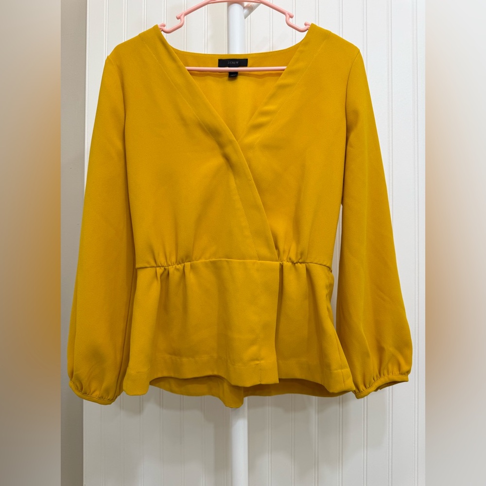 J. Crew Yellow Wrap Blouse